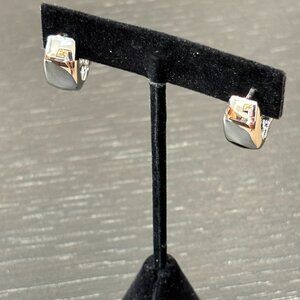 Silver Plated Pierced Cuff Solid Thick Hoop Earrings